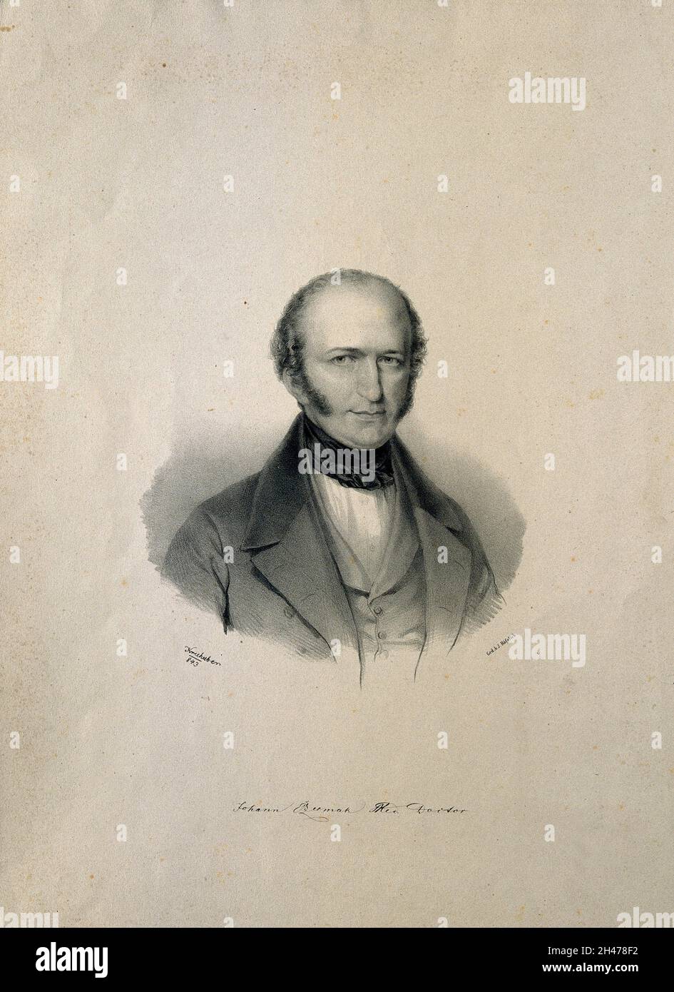 Johann Czermak. Lithograph by J. Kriehuber, 1843. Stock Photo