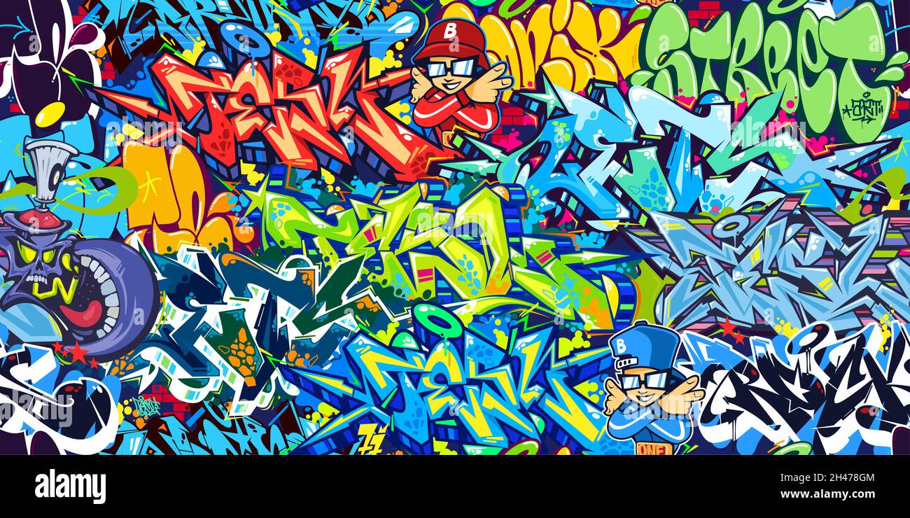 Seamless Colorful Abstract Hip Hop Street Art Graffiti Style Urban