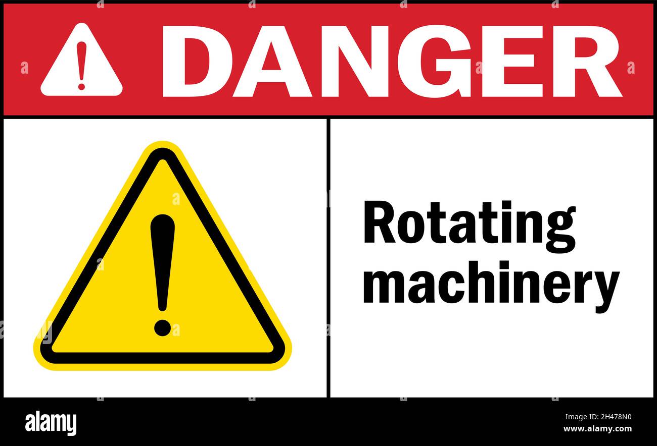 Rotating machinery danger sign. Warehouse warning signs and symbols