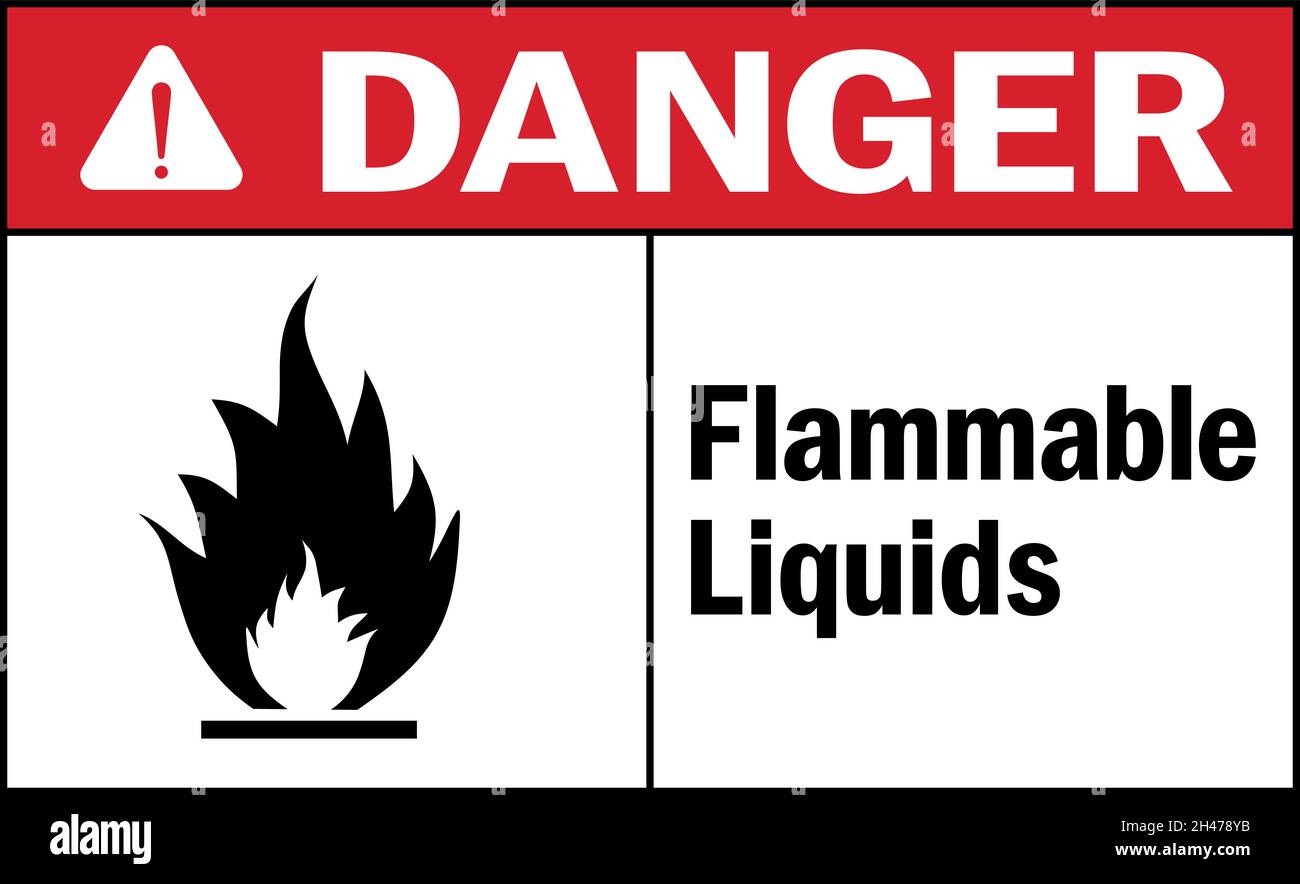 Flammable liquids danger Sign. Harmful chemicals safety signs and