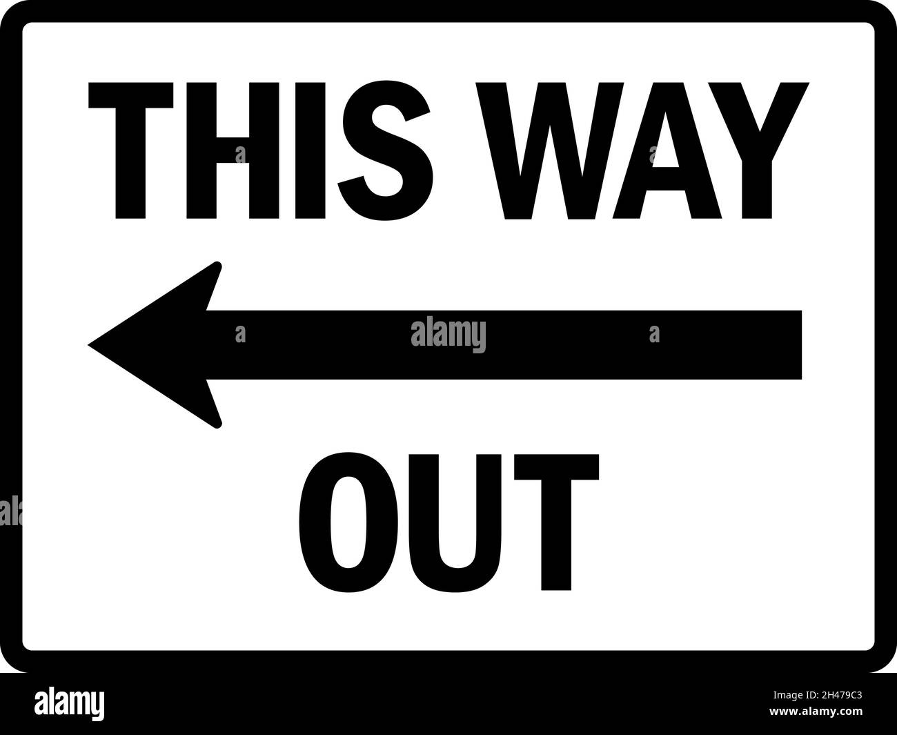 This way out sign. Black on white background. Directional signs and