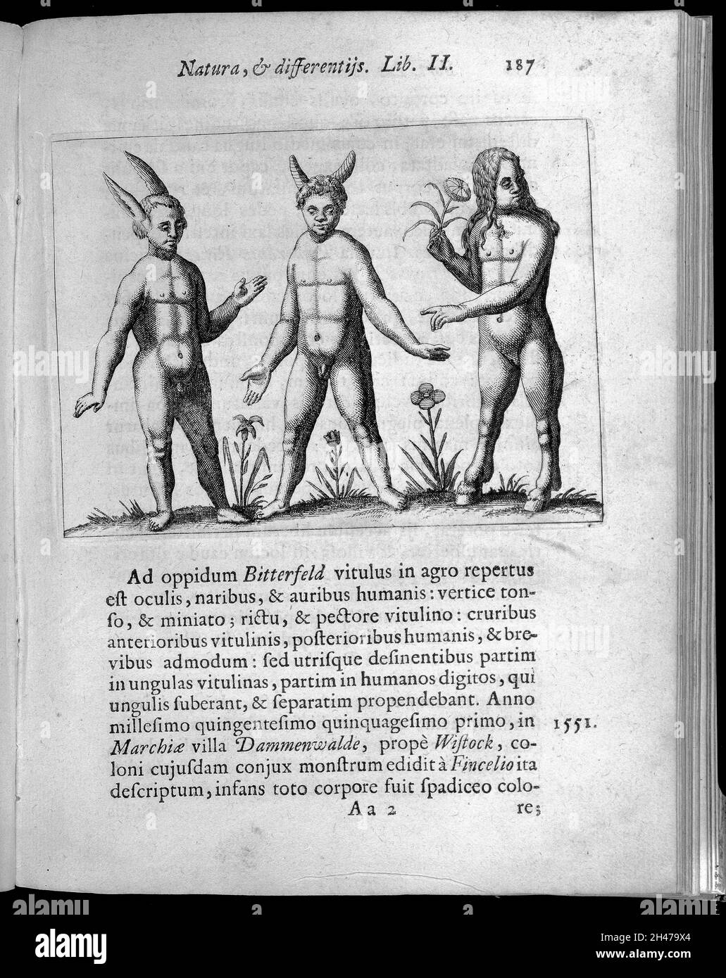 Hooved Rabbit Three figures with abnormalities, one figure has rabbit ears, one has ...