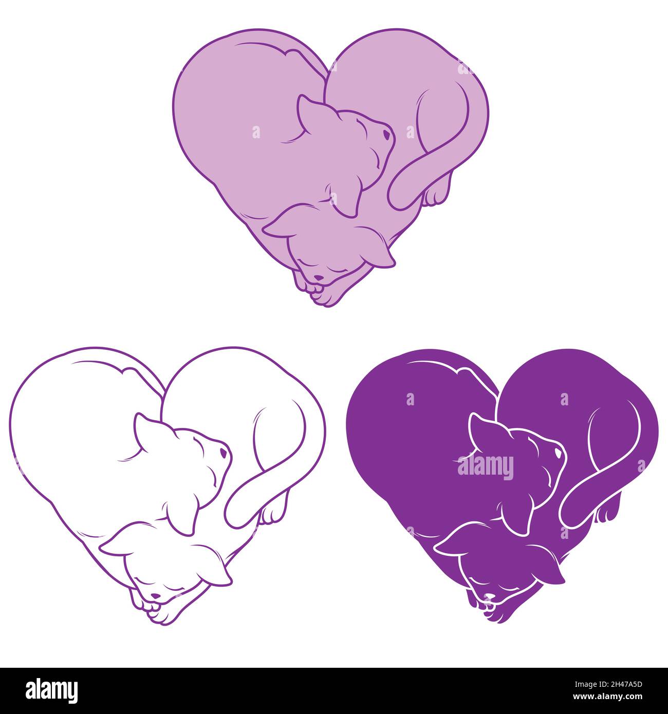 Heart shaped cats vector design, heart shaped pet Stock Vector Image ...