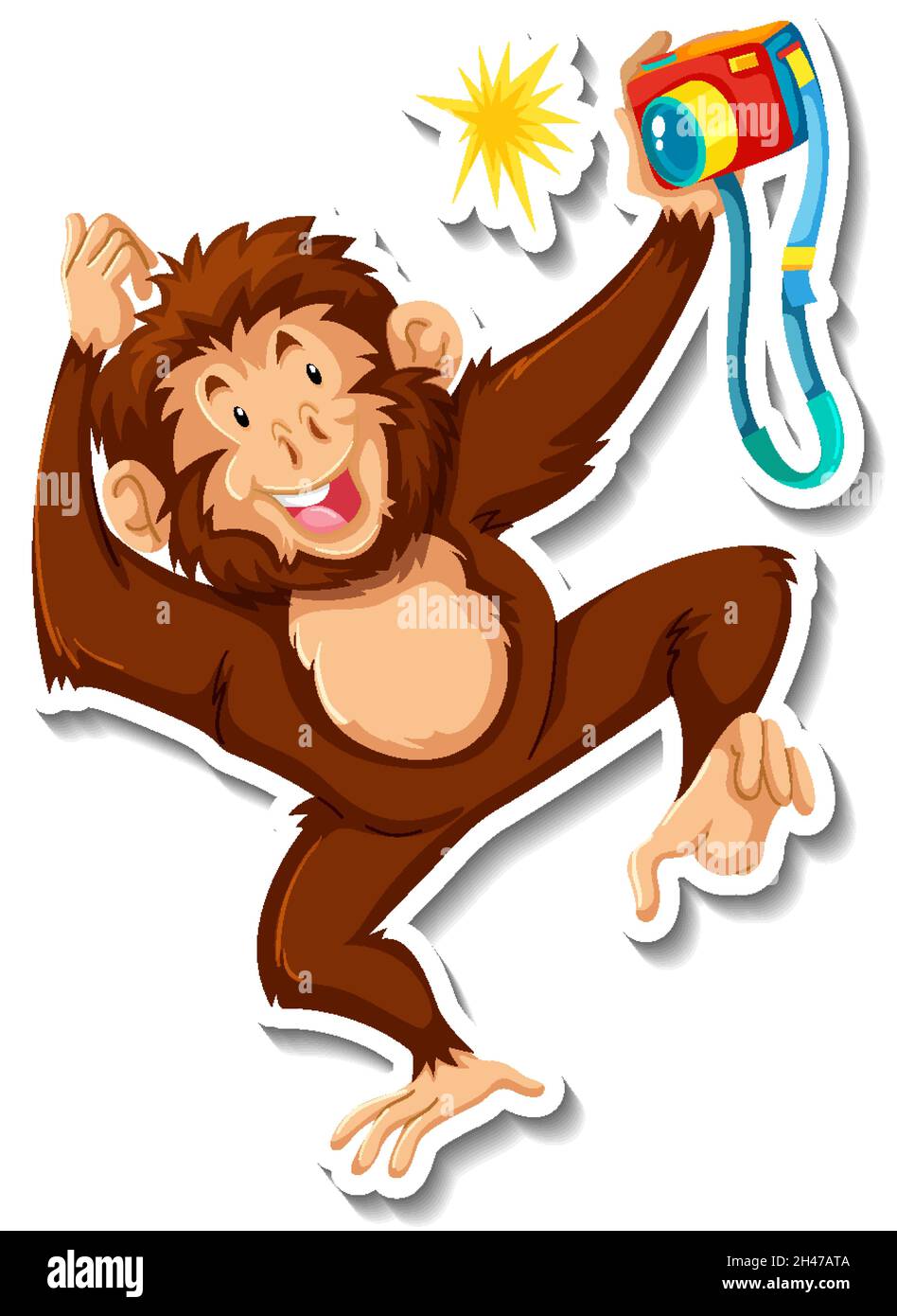 Funny monkey animal cartoon sticker illustration Stock Vector Image ...