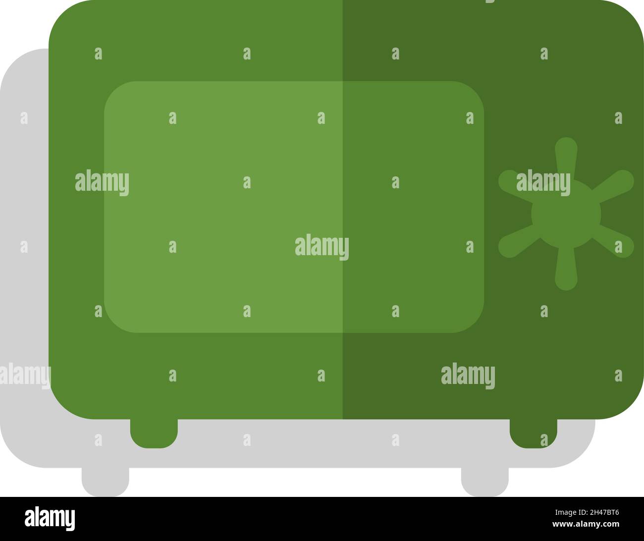 Green safe, illustration, vector, on a white background. Stock Vector