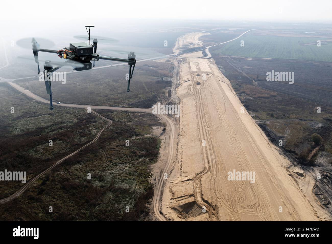 Industrial drone for highway construction control Stock Photo Alamy