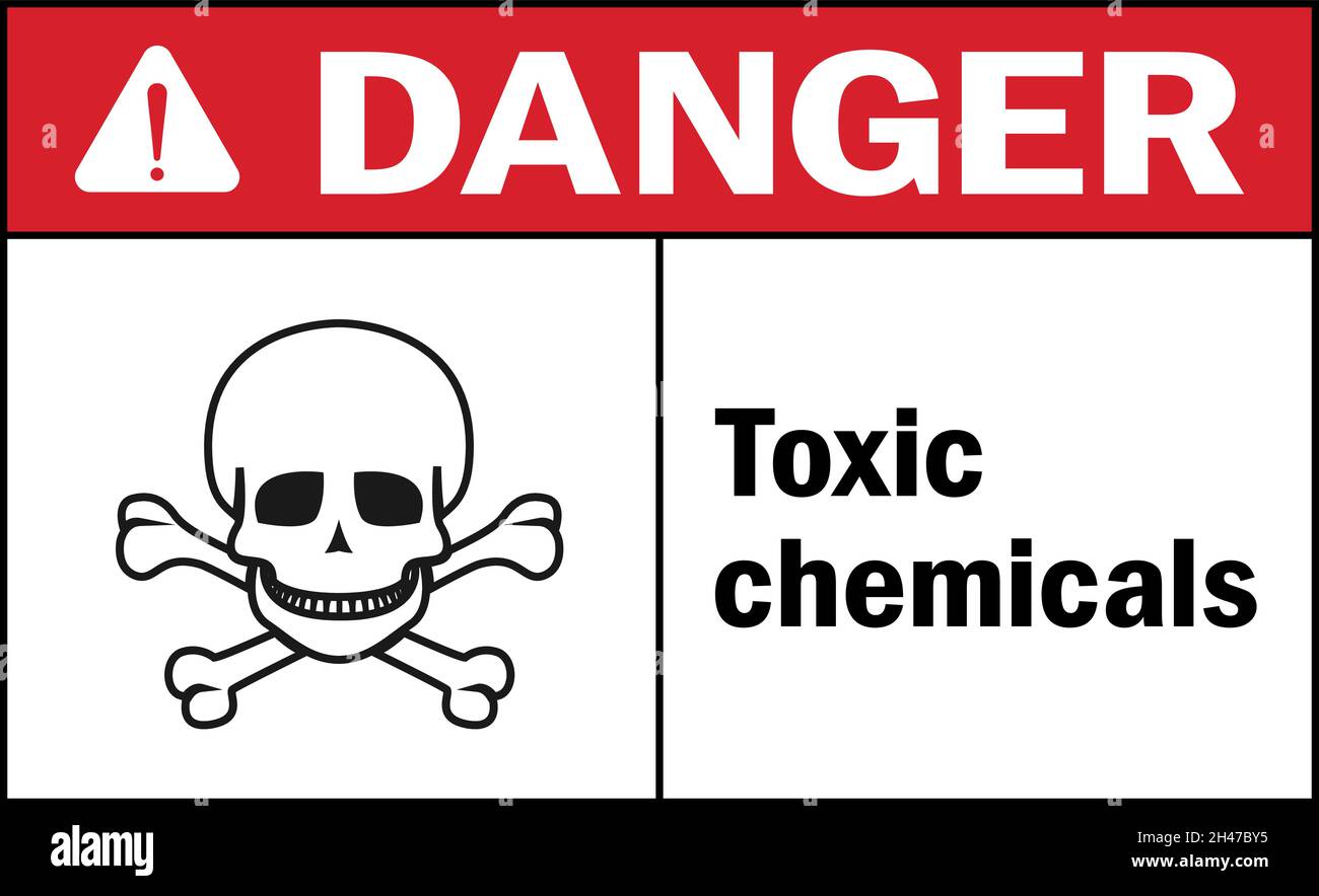 Toxic chemicals danger sign. Chemical warning signs and symbols. Stock Vector