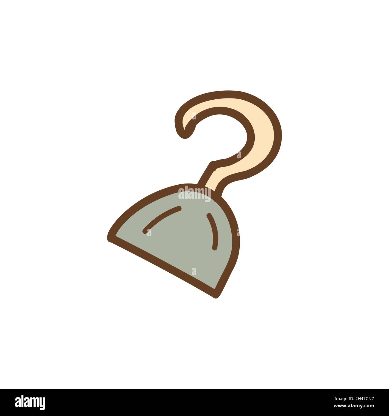 Pirate hook. Silver sharp prosthesis tool. Colorful vector
