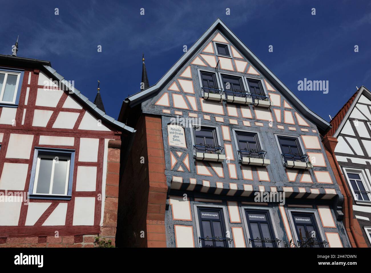 Szene aus der Altstadt, Barbarossastadt Gelnhausen, Main-Kinzig-Kreis, Hessen, Deutschland Stock Photo