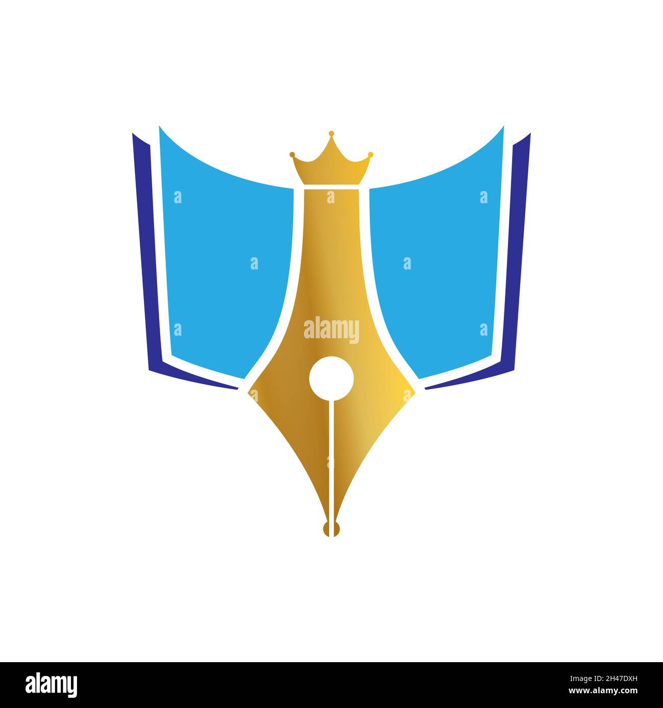 An open book and a pen. Template for logo, emblem and sticker. Vector ...