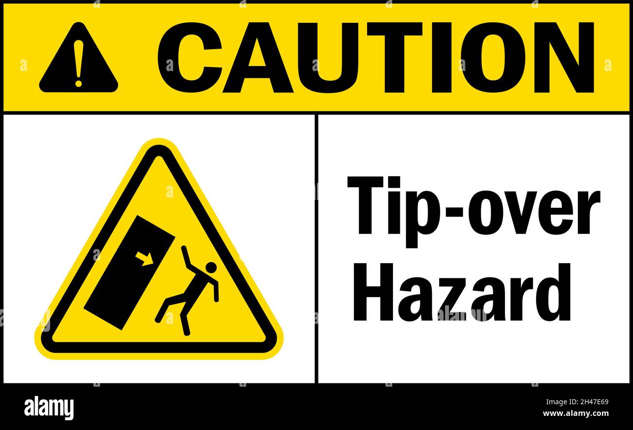 Caution Tip-over hazard sign. General safety signs and symbols. Stock Vector