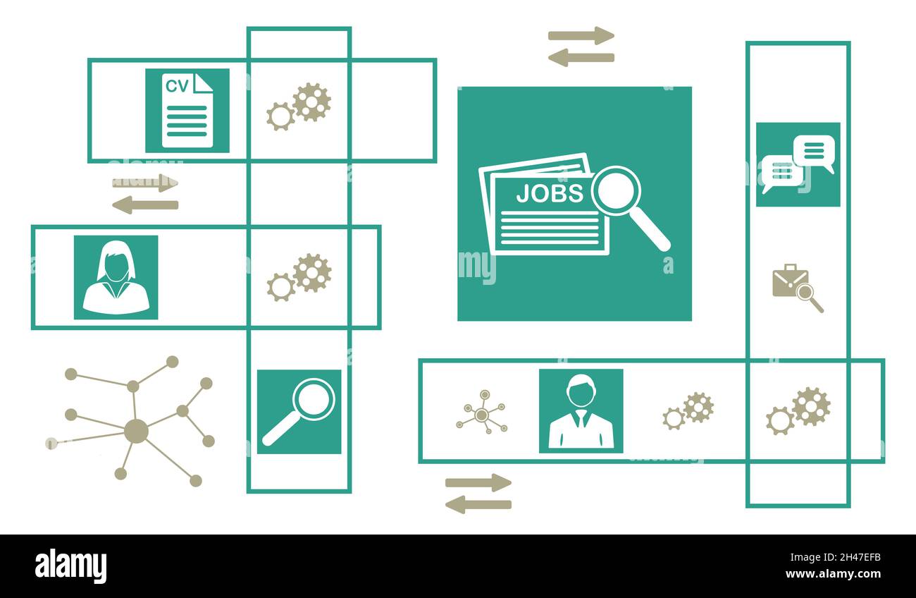Concept of job search with connected icons Stock Photo - Alamy