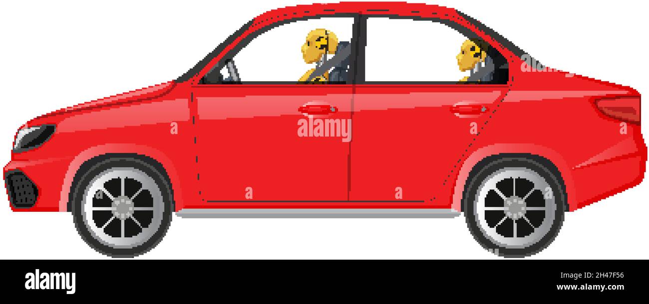 Red sedan car isolated on white background illustration Stock Vector ...