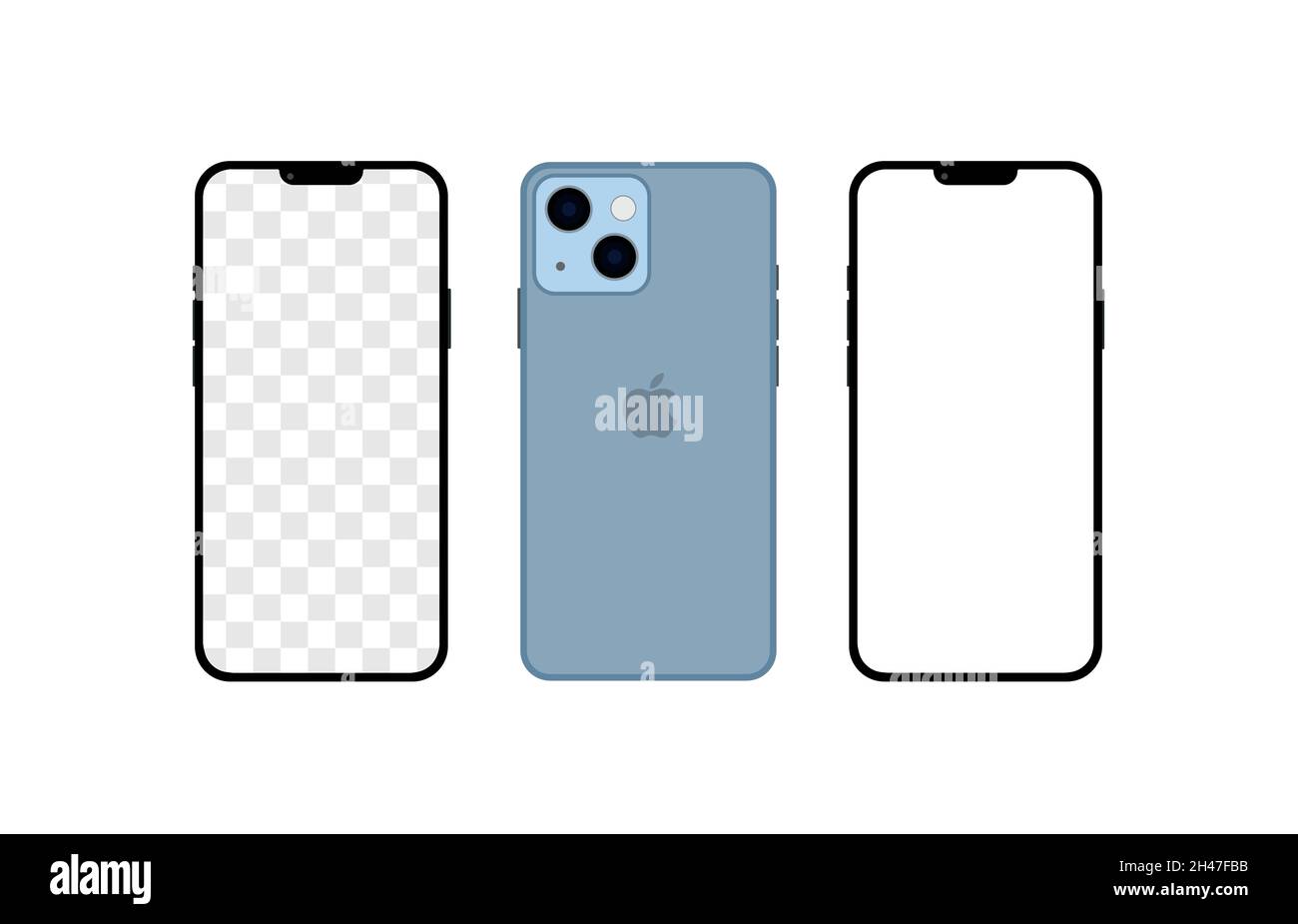Iphone 13 Blue color. Realistic smartphone mockup. Vector Stock Vector ...