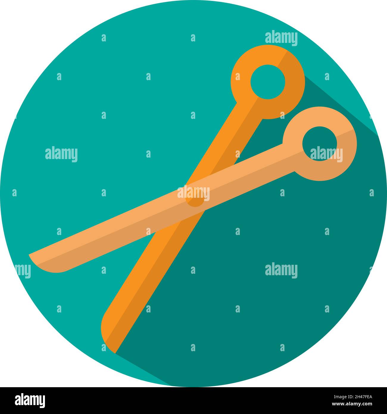 Orange scissors, illustration, vector, on a white background. Stock Vector
