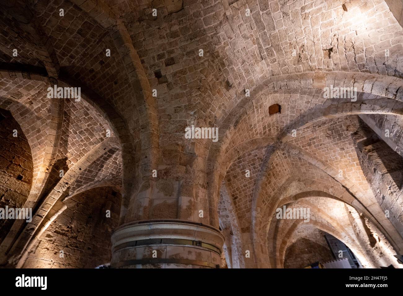 Israel, Acre, The subterranean crusaders knight's halls in old Akko Stock Photo