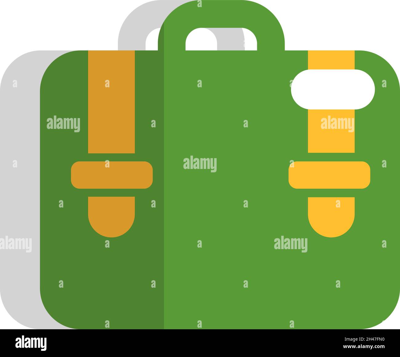 Green school bag, illustration, vector, on a white background. Stock Vector