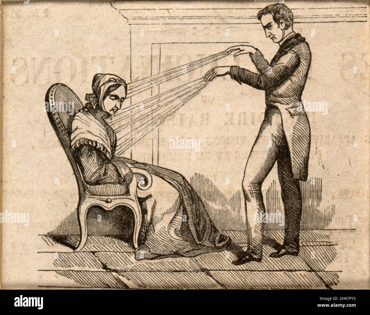 A practictioner of Mesmerism using Animal Magnetism Stock Photo
