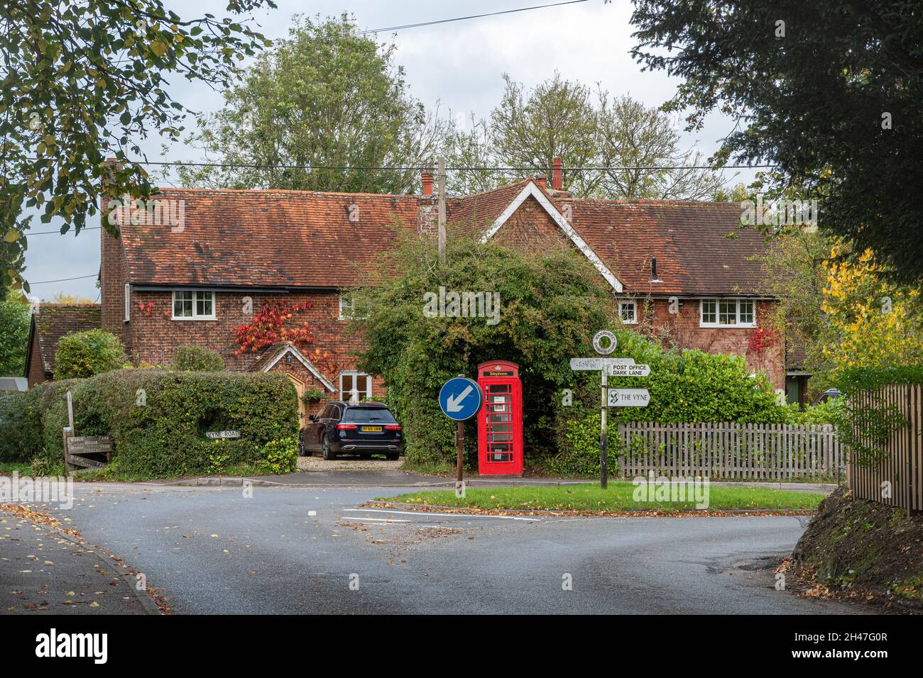 View of Sherborne St John village in Hampshire, England, UK, with