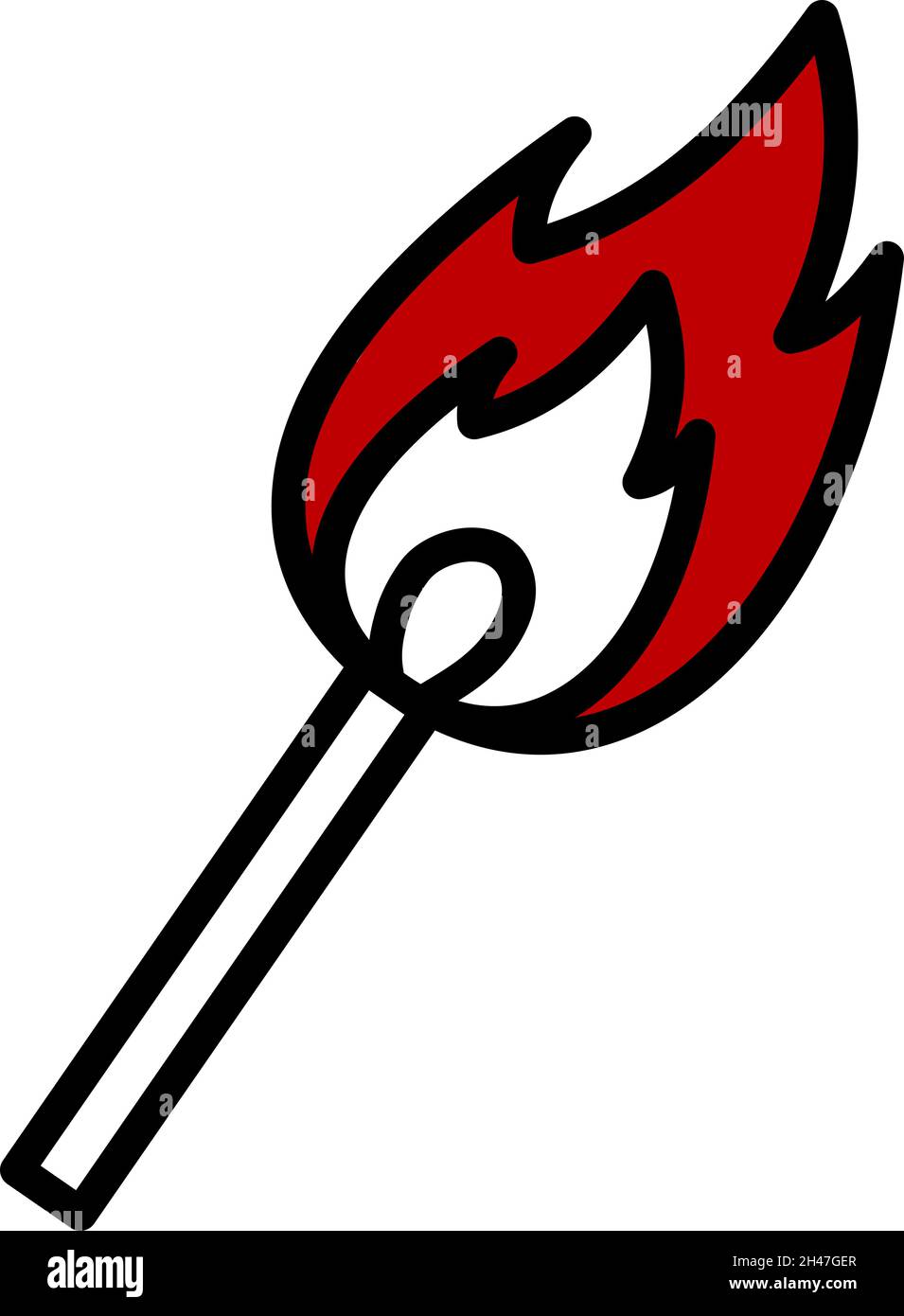 Burning match, illustration, vector, on a white background Stock Vector ...