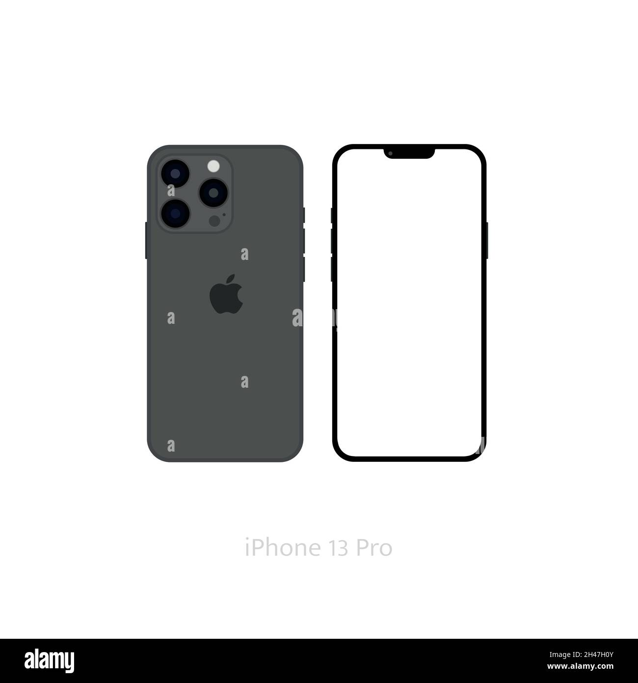 Realistic black iPhone 13 pro mockup, Smartphone vector white screen, iPhone mockup Stock Vector