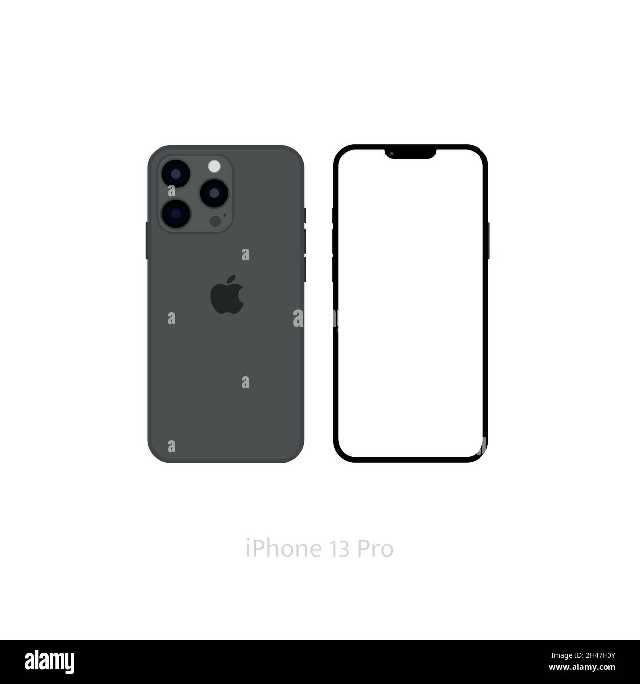 Realistic black iPhone 13 pro mockup, Smartphone vector white screen