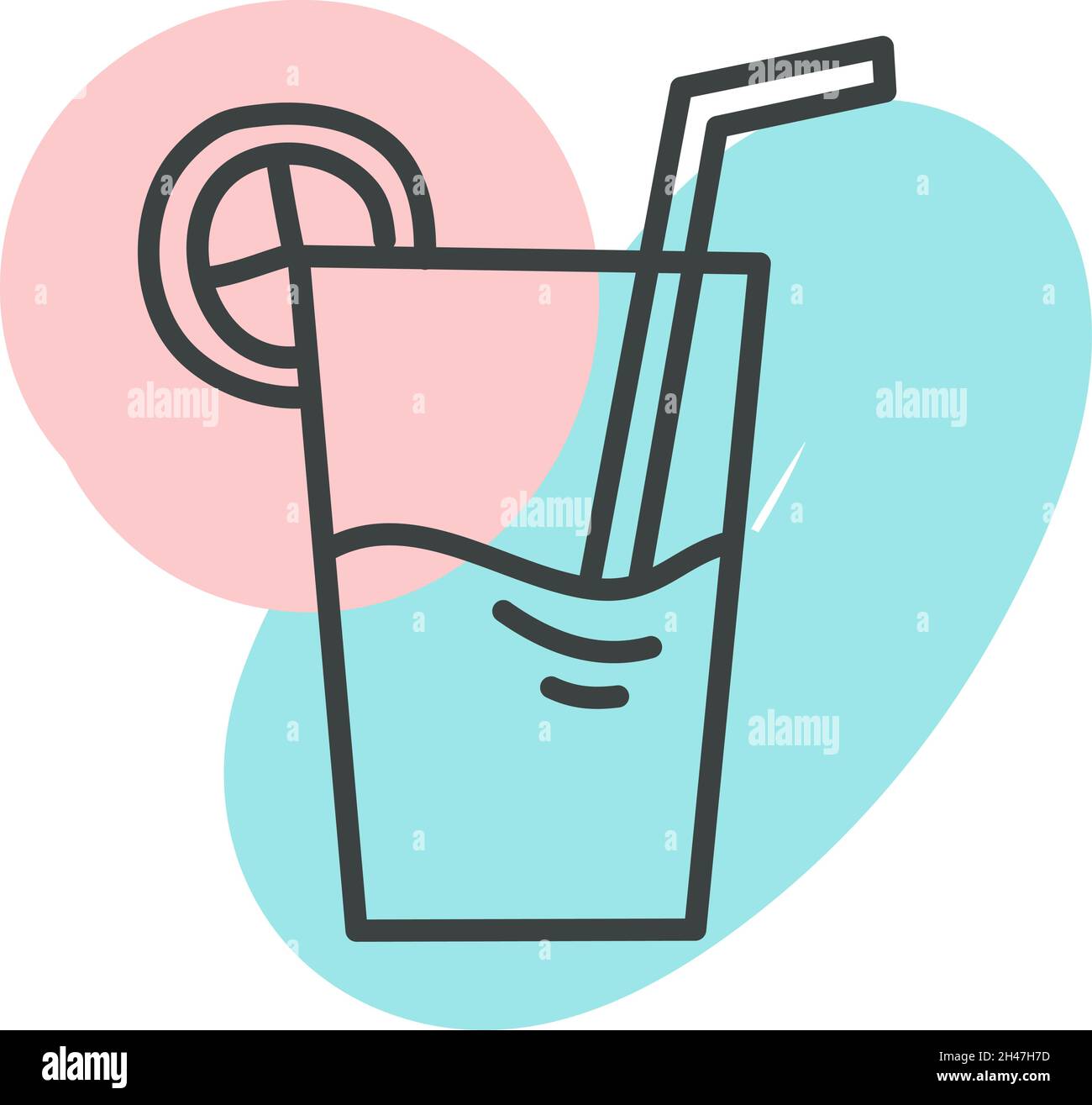 drinks glass cup of water or juice with straw vector illustration line  style icon Stock Vector Image & Art - Alamy