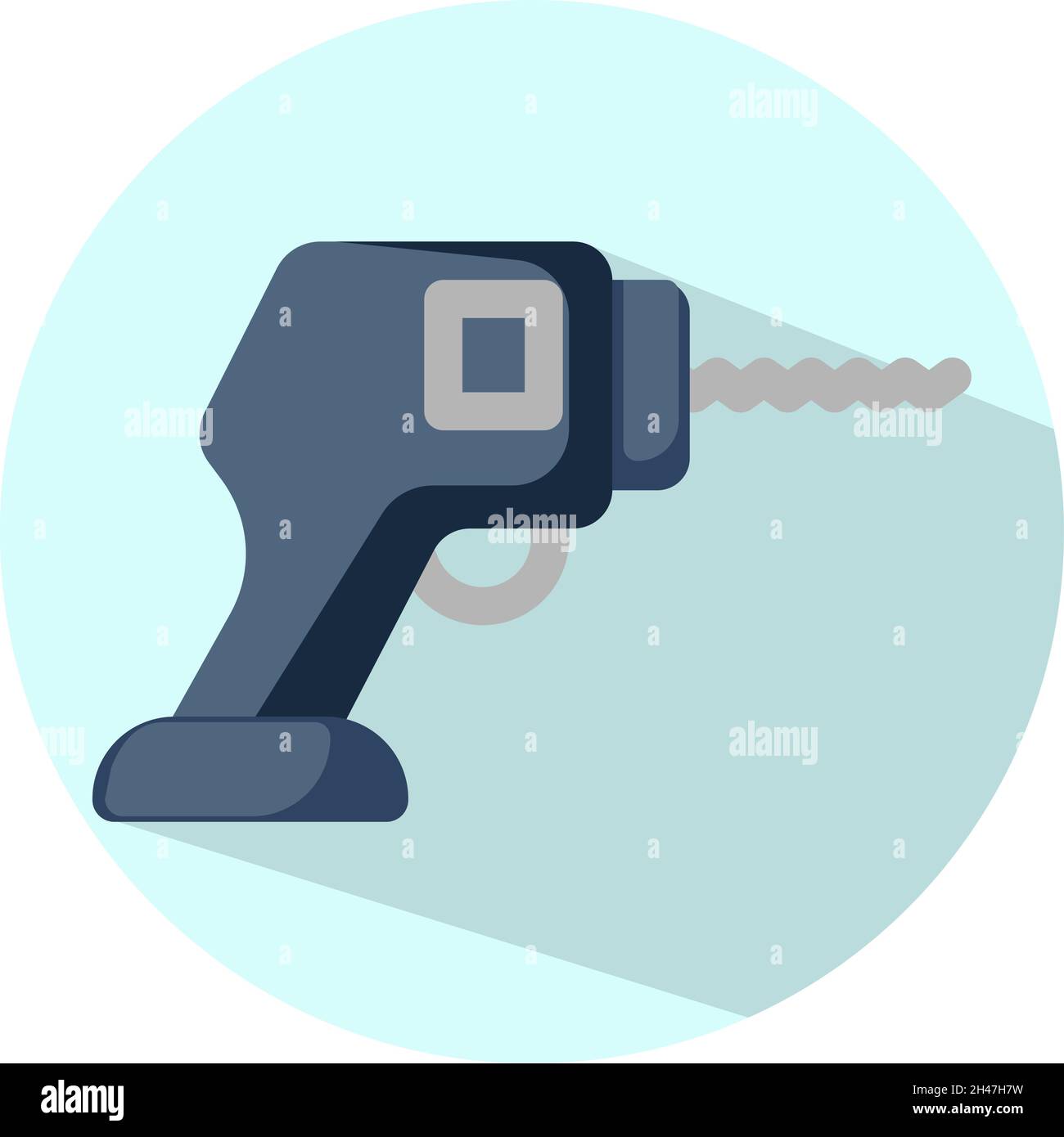 Blue construction drill, illustration, vector, on a white background. Stock Vector