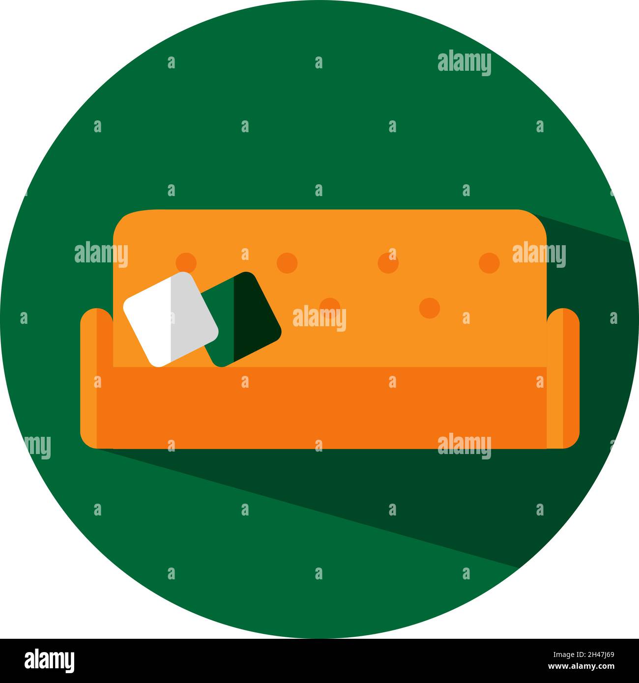 Orange sofa, illustration, vector, on a white background. Stock Vector