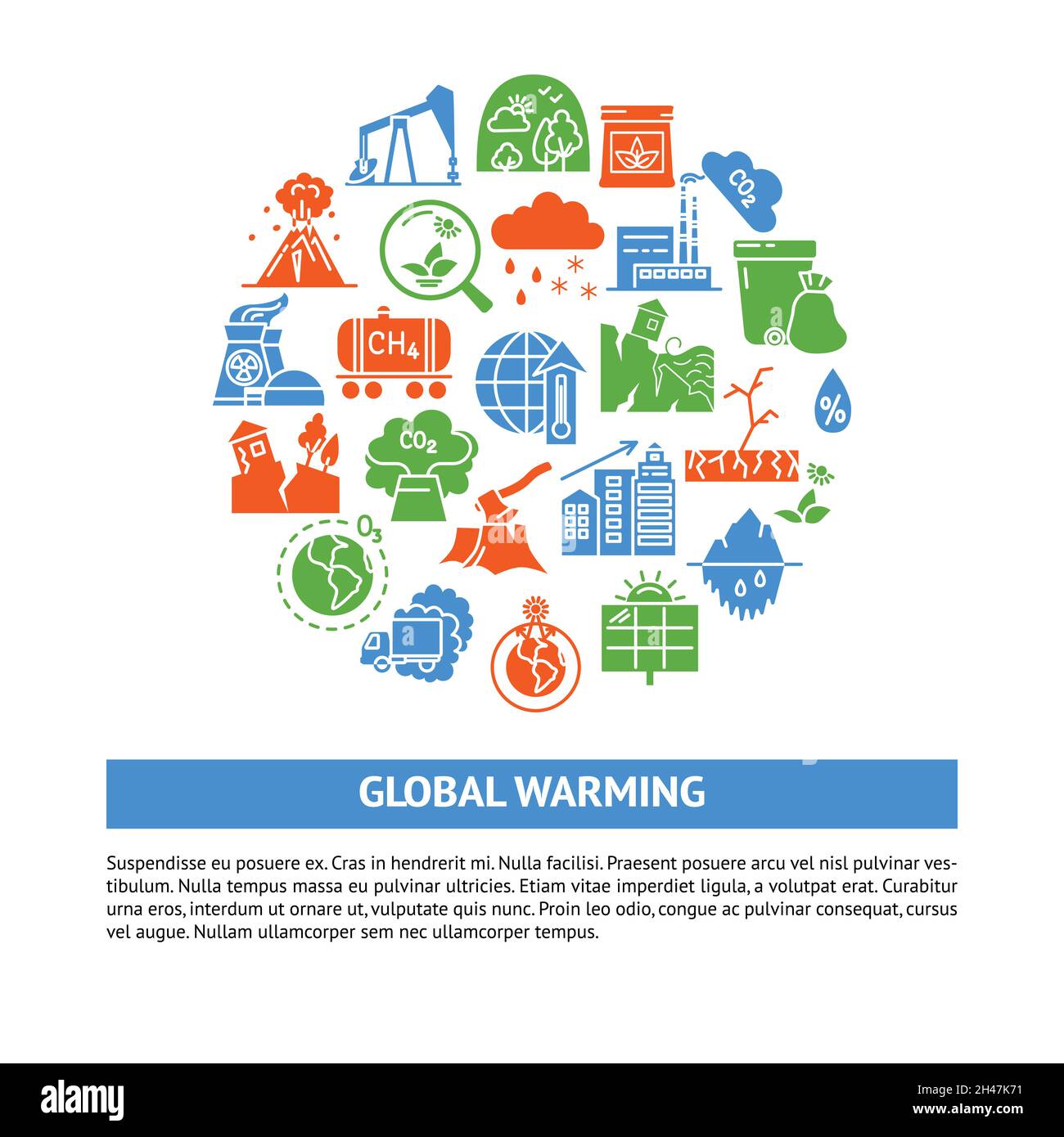 Global warming round poster with place for text. Ecology problems ...