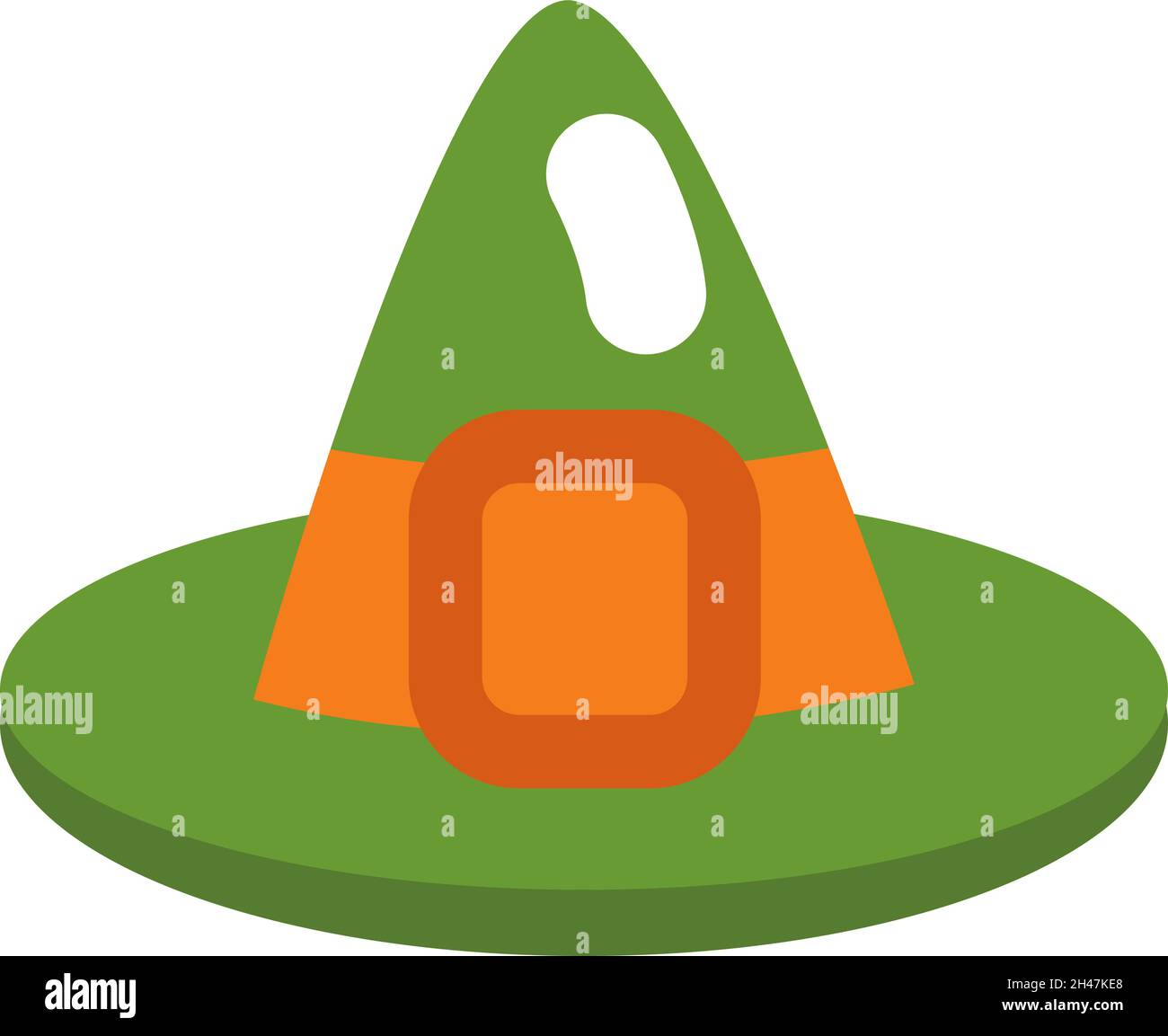 Green witch hat, illustration, vector, on a white background Stock