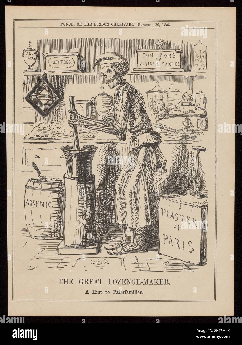 Death as a lethal confectioner making up sweets using arsenic and