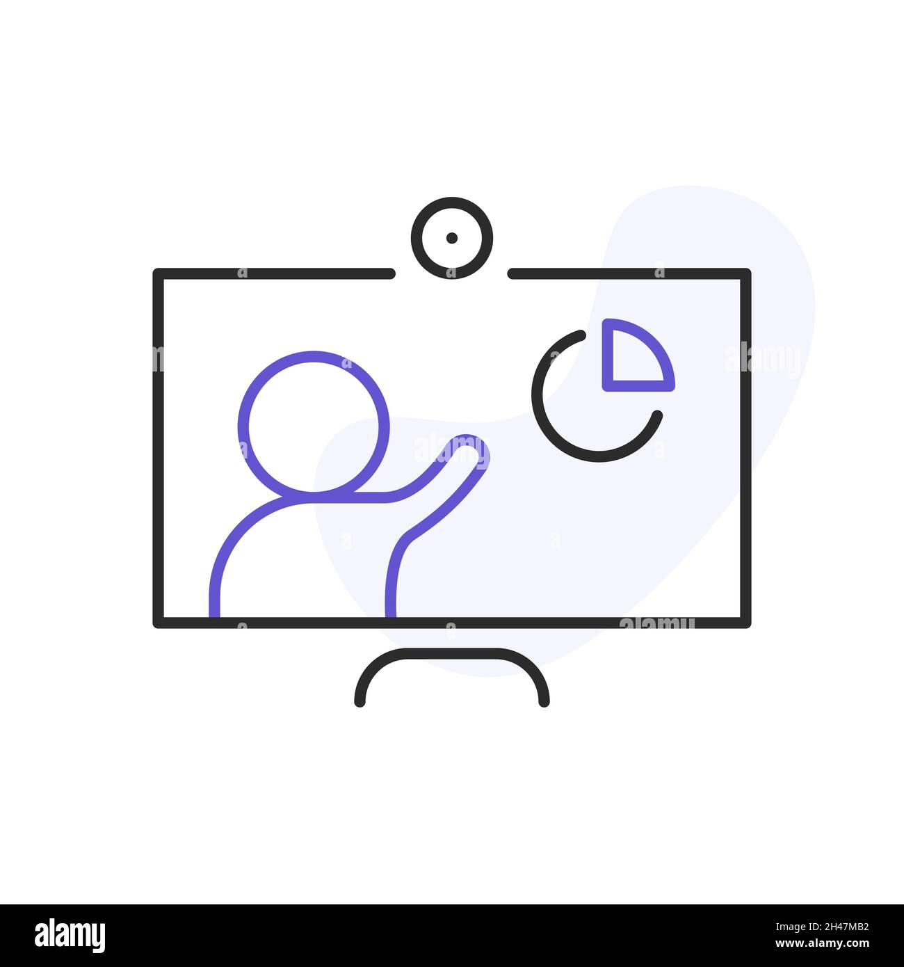 online meeting related line icon Stock Vector