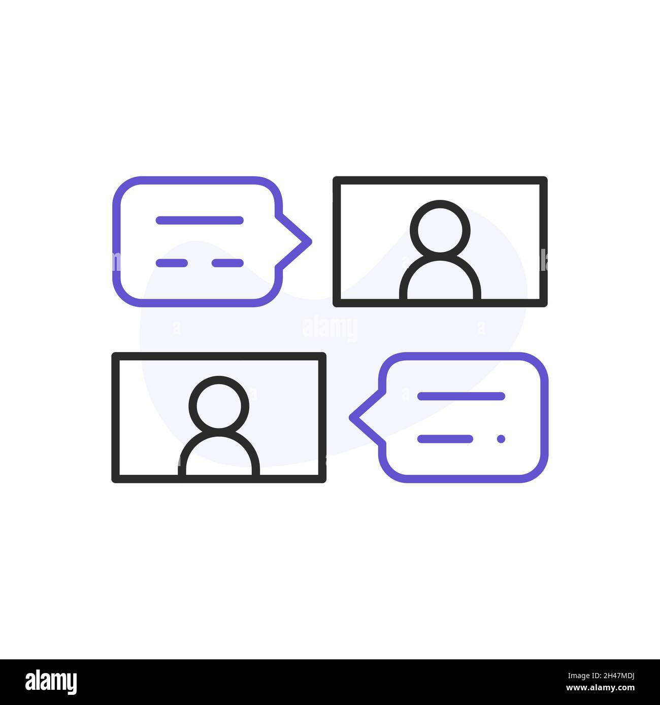 online meeting related line icon Stock Vector