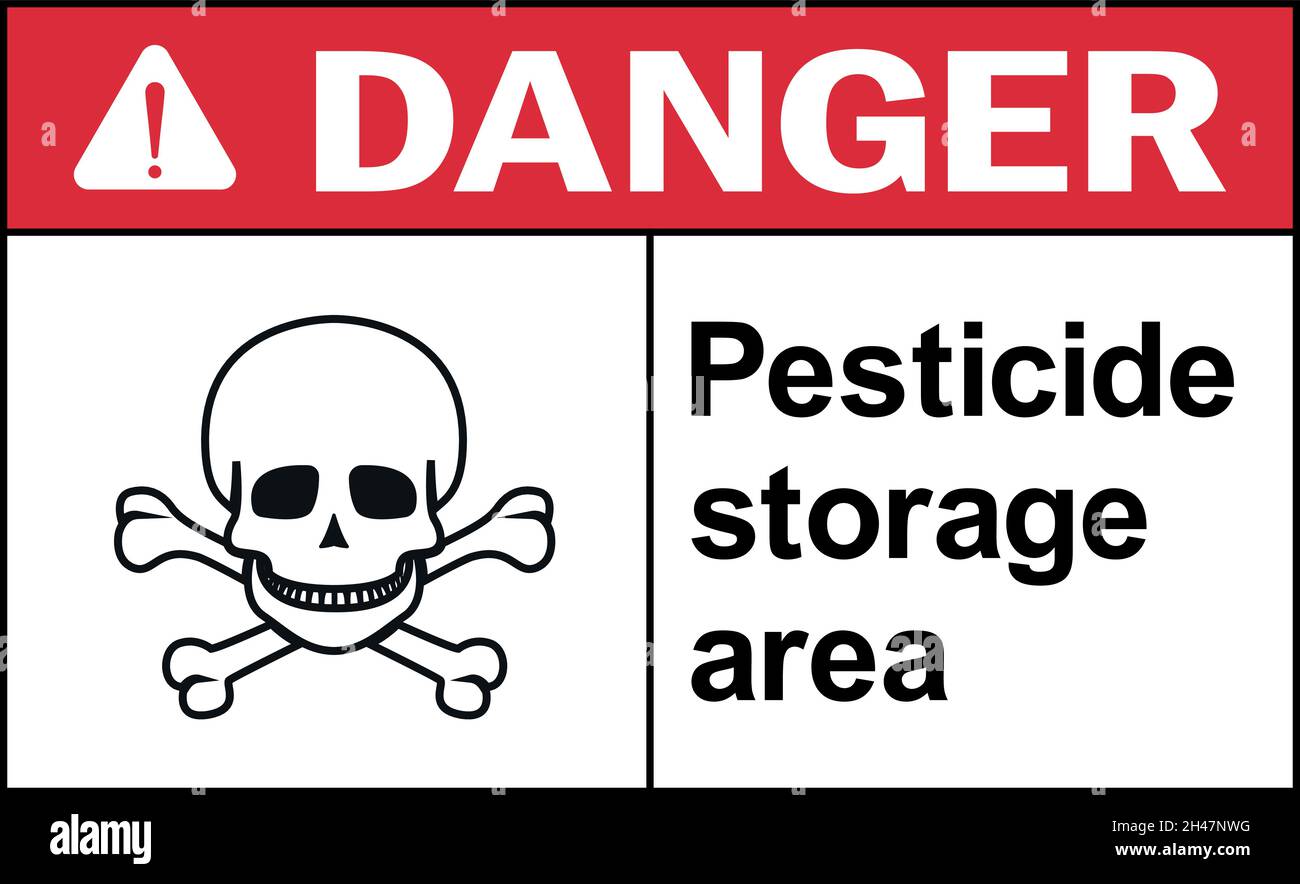 Pesticide storage area danger sign. Chemical warning signs and symbols. Stock Vector