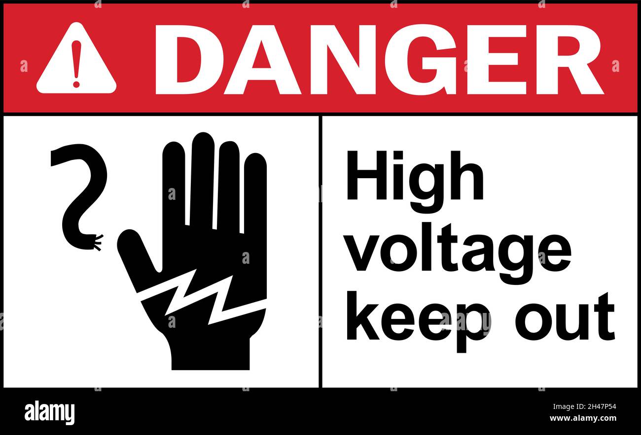 High voltage keep out danger sign. Electrical safety signs and symbols. Stock Vector