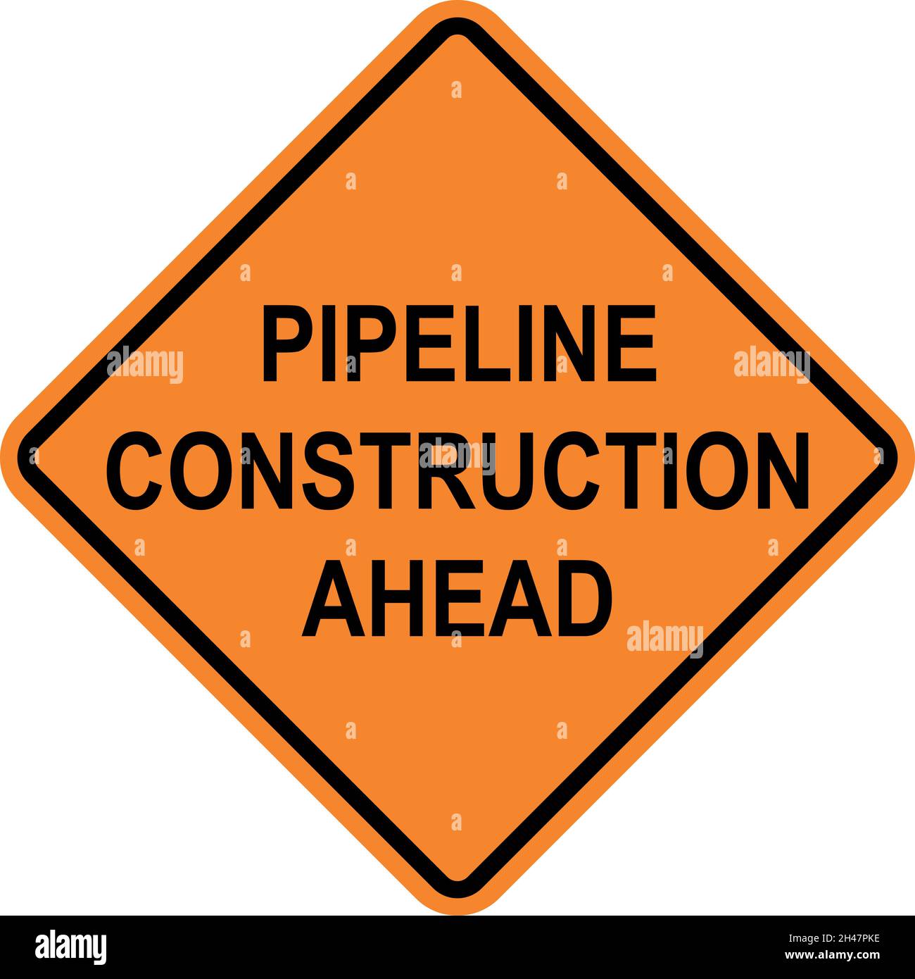 Pipeline construction caution sign. Diamond background. Warning signs and symbols. Stock Vector