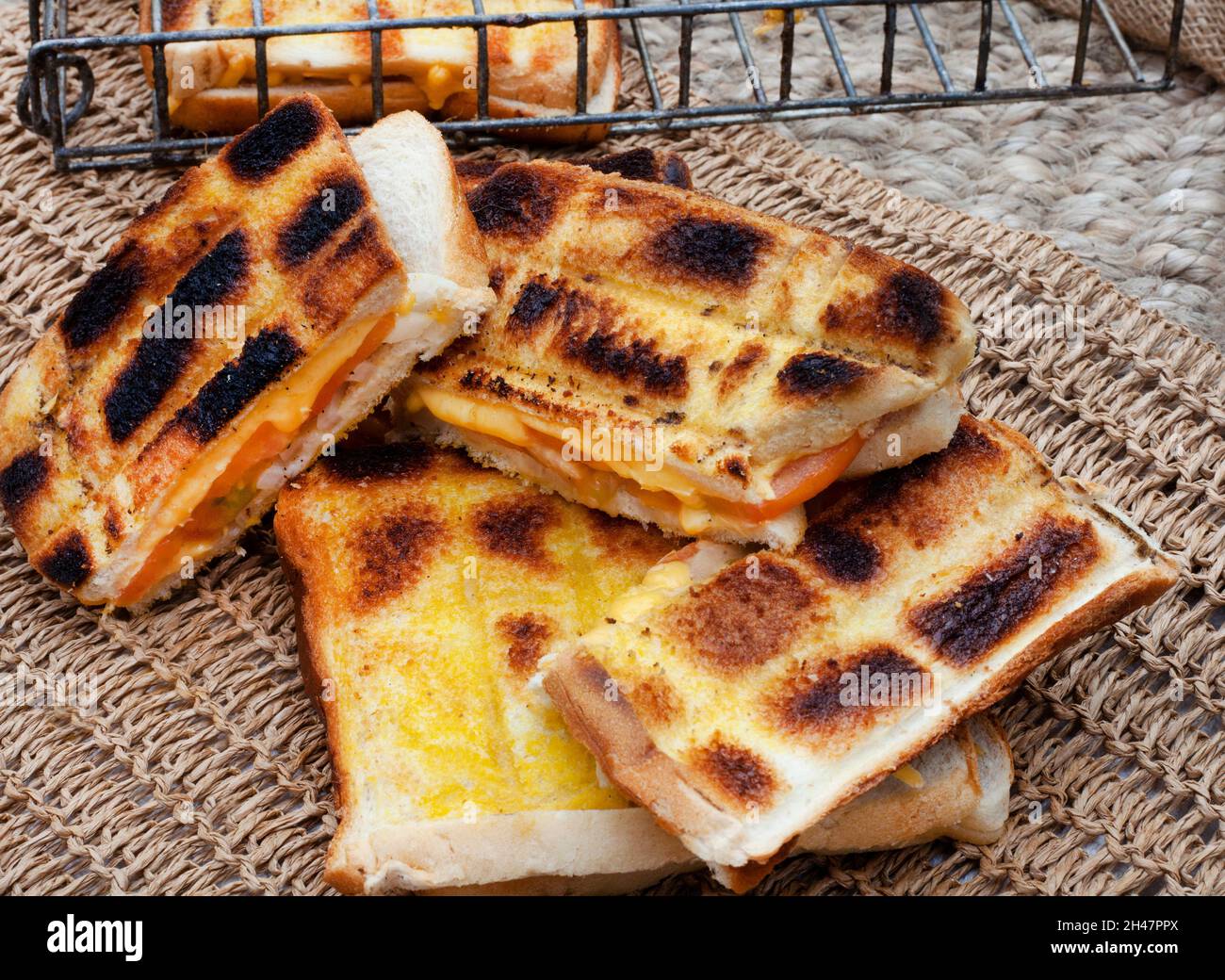 Traditional South African braai Bread with cheese, onion and tomato