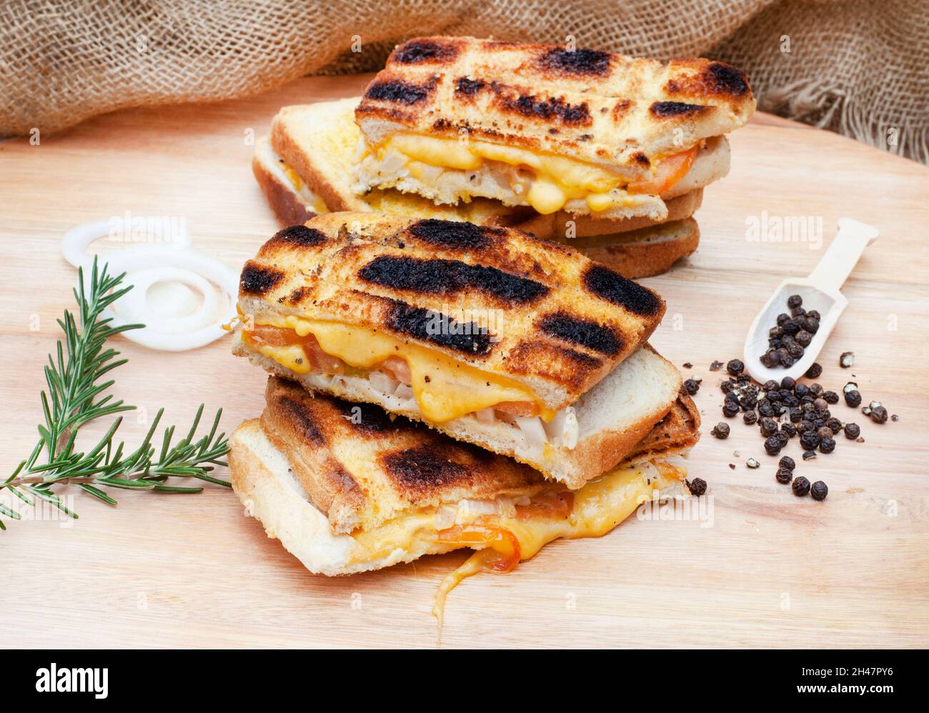 Traditional South African braai Bread with cheese, onion and tomato