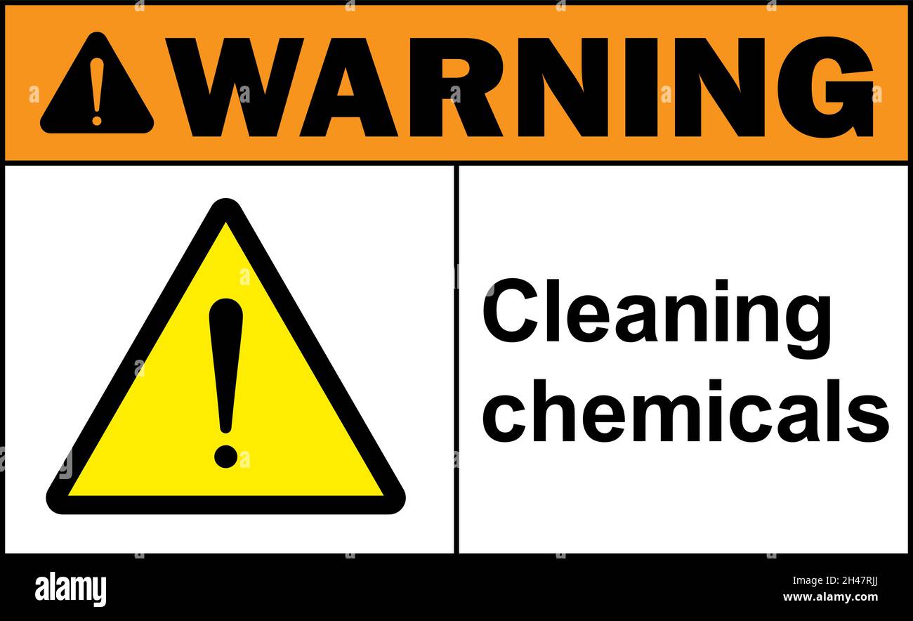 Cleaning chemicals warning sign. Hazardous chemical signs and symbols. Stock Vector