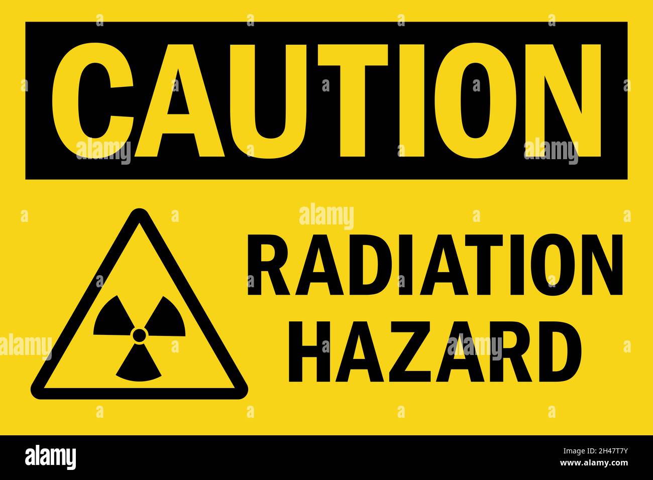 Radiation hazard caution sign. Black on yellow background. Safety signs and symbols. Stock Vector