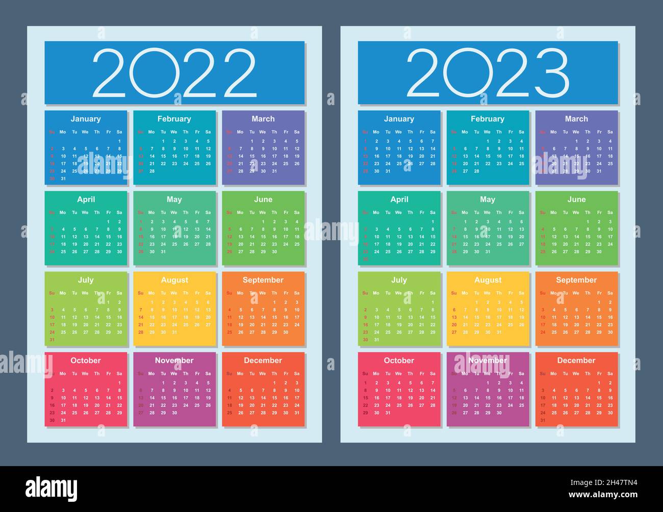 Base Calendrier 2023 Calendar Grid For 2022 And 2023 Years. Simple Vertical Template In Russian  Language. Week Starts From Monday. Isolated Vector Illustration On White Ba  Stock Vector Image & Art - Alamy