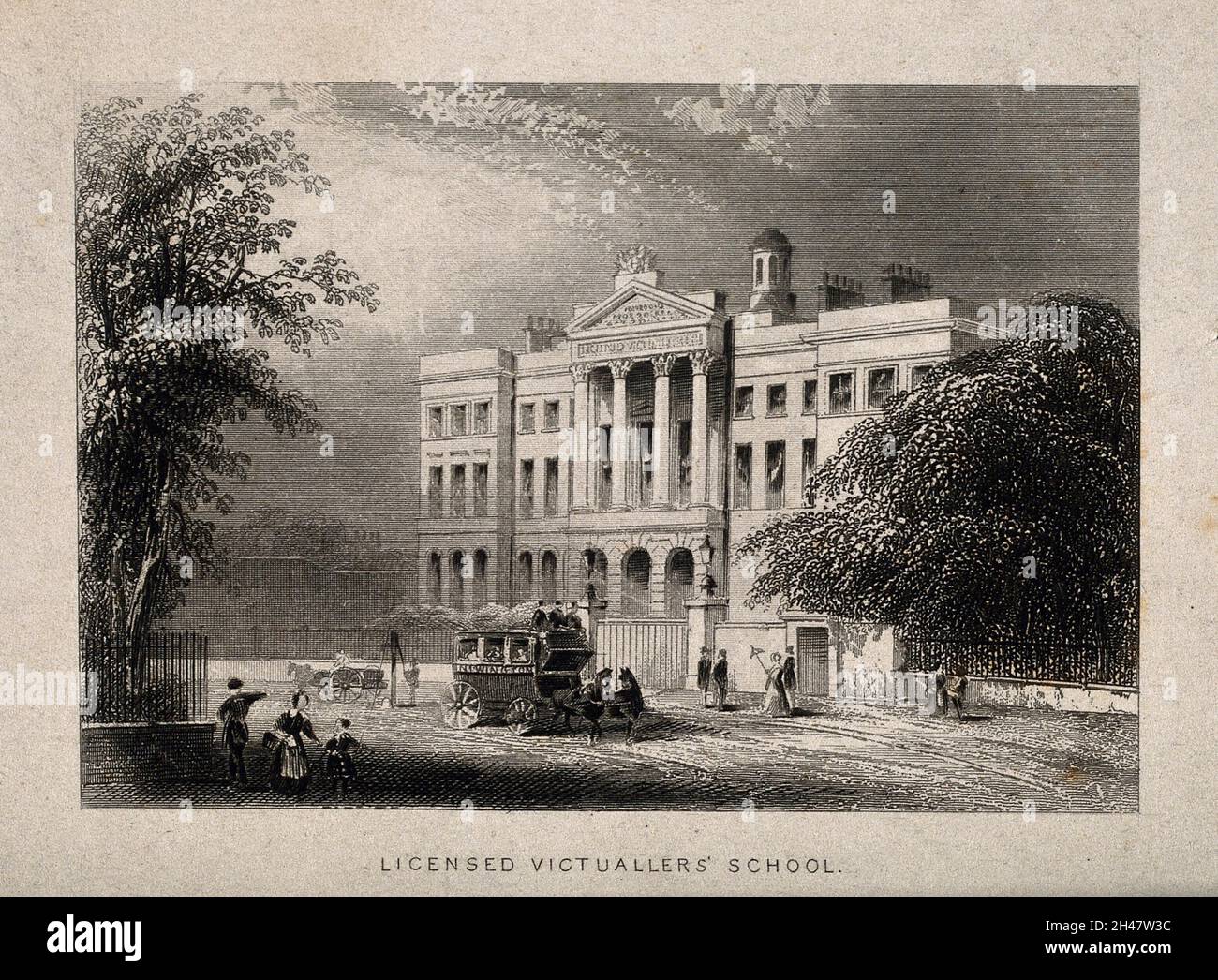 Licensed victuallers' school, Kennington, London. Engraving. Stock Photo