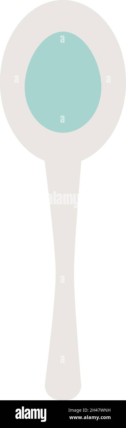 Silver spoon, illustration, vector, on a white background. Stock Vector