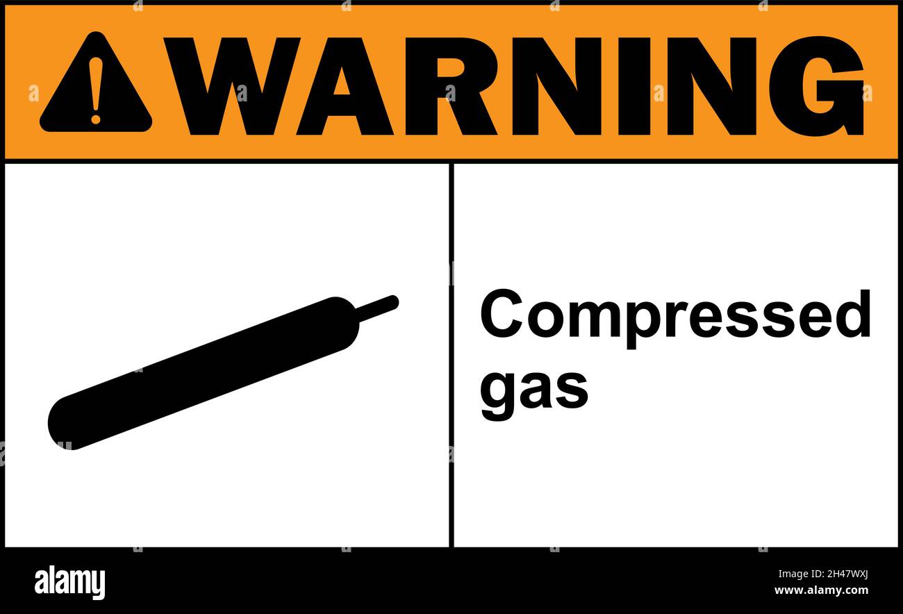 Compressed gas warning sign. Hazardous chemical safety signs and symbols. Stock Vector