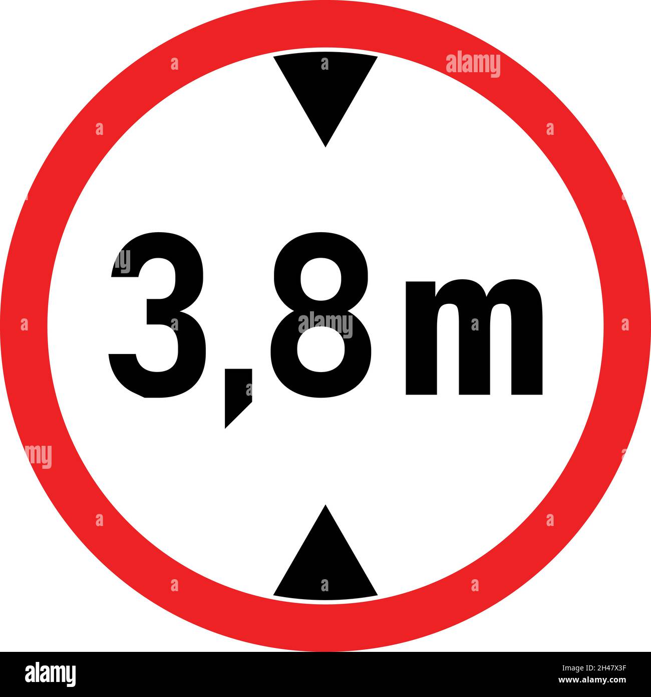Vehicle height limit 3,8 meters sign. Road Safety signs and symbols