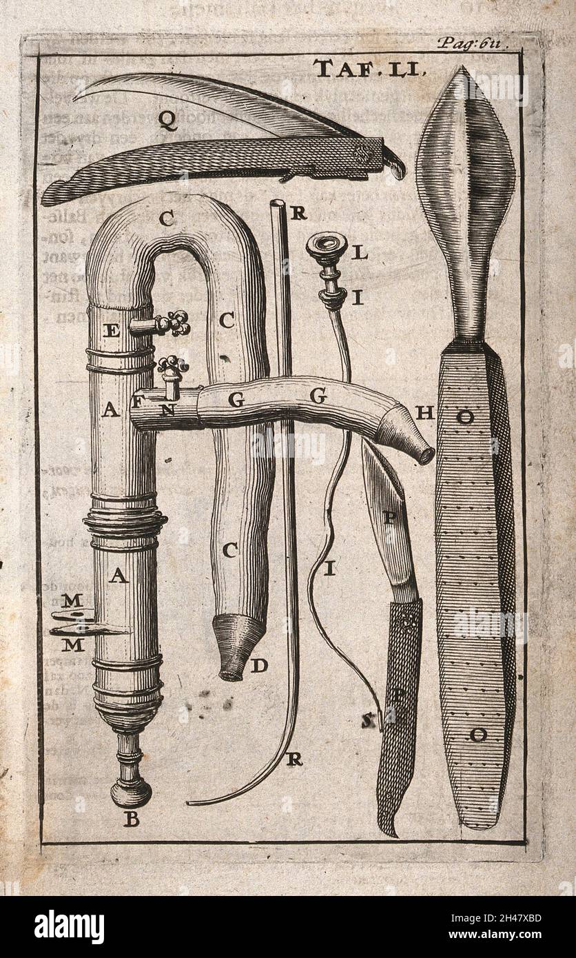 Surgical instruments. Etching, 17 Stock Photo Alamy