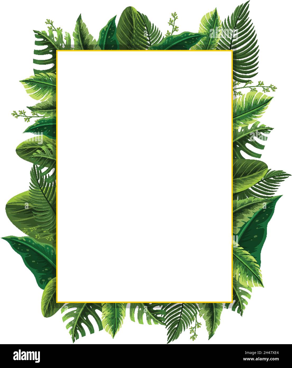Square frame with tropical green leaves illustration Stock Vector Image ...