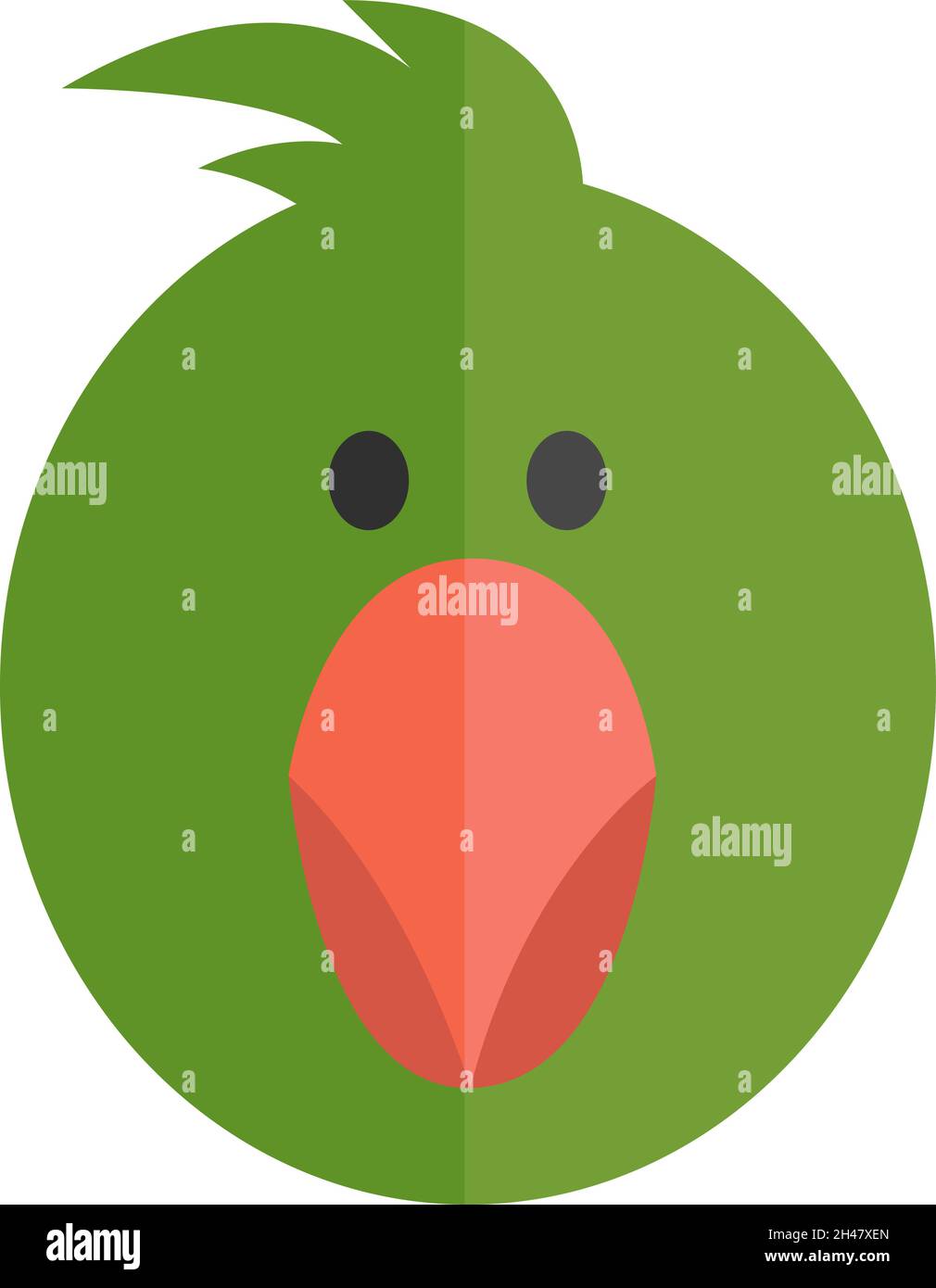 Green parrot, illustration, vector, on a white background. Stock Vector