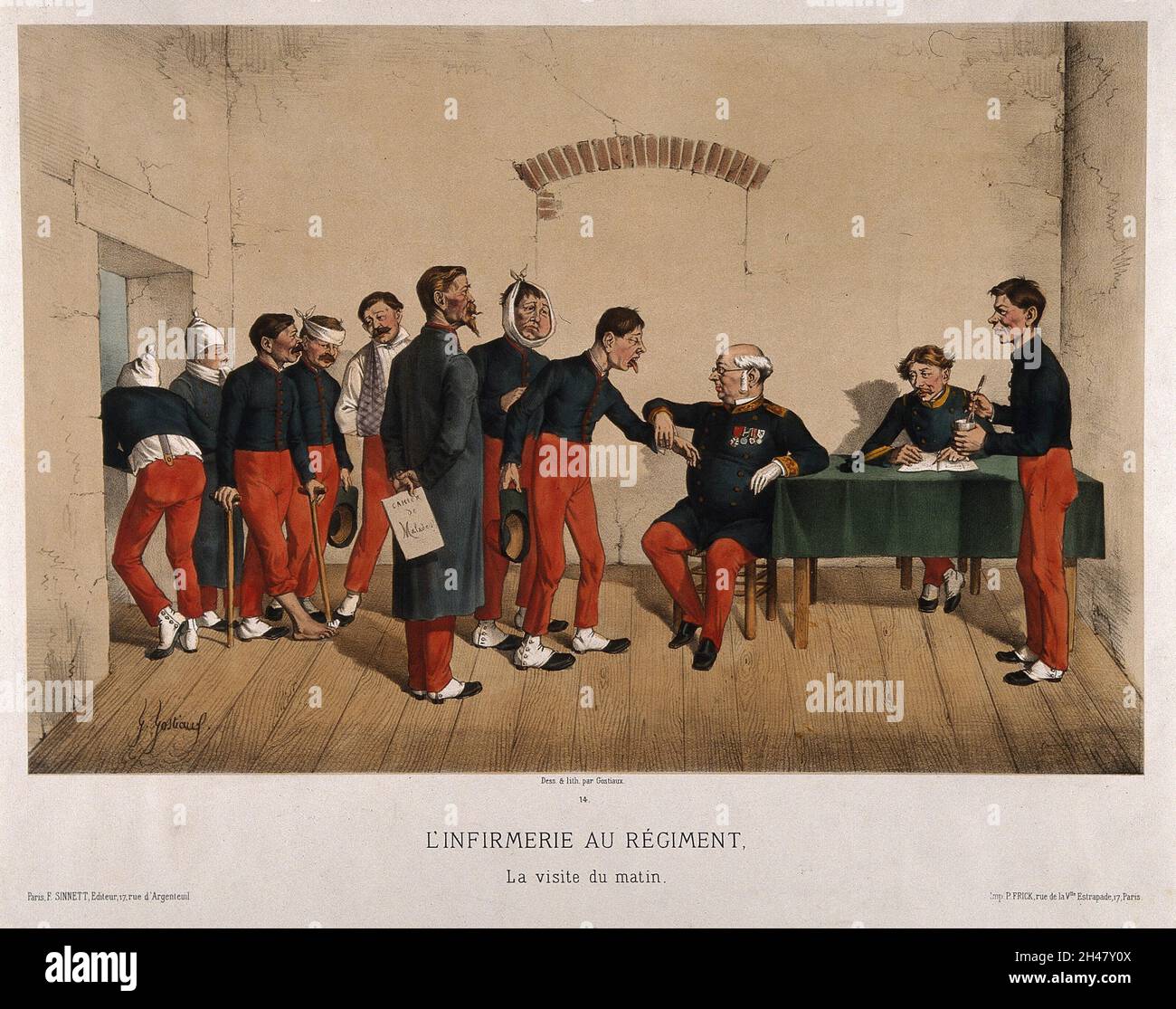 Ailing soldiers queuing up to see the doctor in a military surgery